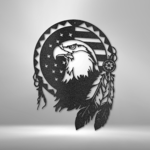 Native Eagle Steel Sign Laser Cut Powder Coated Home & Office Metal Wall Decor M